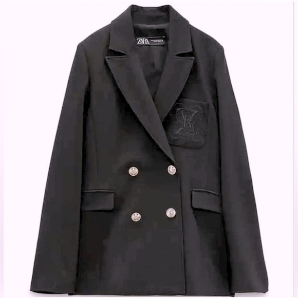 ZARA double breasted embroidery details blazer NEW🔥 - Picture 2 of 9